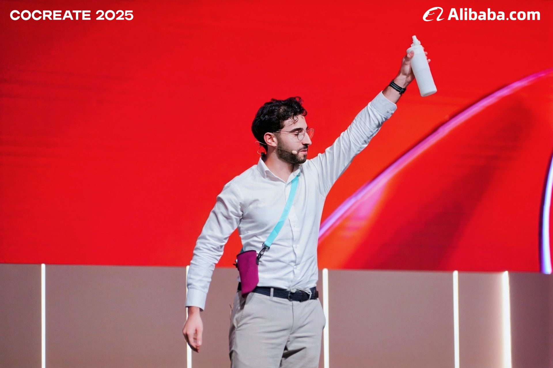 Karim Ali pitching live on the CoCreate 2025 stage